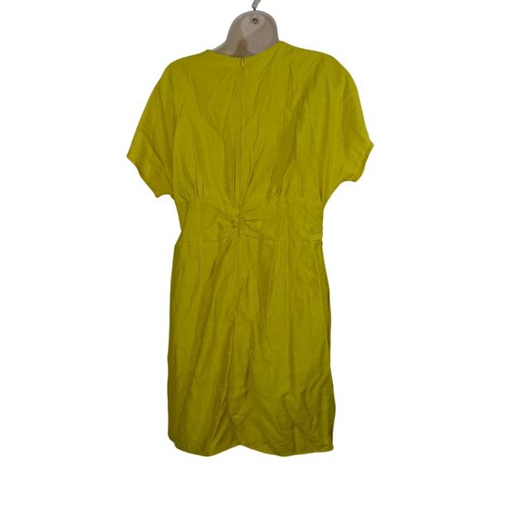 Shein Yellow Gold Surplice V-Neck Faux Wrap Dress Short Sleeve Women Size L - Picture 3 of 10